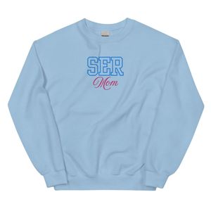 Sweat-shirt unisexe brodé « Mom » bleu, col rond, en polaire douce, style décontracté et confortable pour le quotidien - Product Image 1
