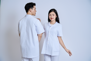 Vietnam Made FMF Doctor Short Lab <b>Coat</b> Unisex Comfortable Polyester/Cotton Knitted Medical Wear Needle Detection 61001/62001 - Product Image 2