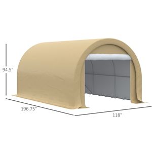 Tenda da parcheggio/porto auto portatile resistente 16FT X 10FT con porta a cerniera grande, copertura in PE anti-UV per auto e camion, in HDPE per deposito/temporanea conservazione - Product Image 3