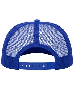 Gorra trucker azul y blanca personalizada, ajustable, transpirable, de malla, con logo personalizado, snapback, lisa, de poliéster, deportiva. - Product Image 4