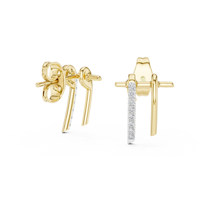 Juego de Aretes ECLIPS LINE SPARK con Diamantes Cultivados en Laboratorio, Oro Amarillo de 18 Quilates, Baño de Rodio, Corte Brillante, Certificados, para Compromiso, Boda, Fiesta - Product Image 2
