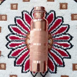 <b>Brushed</b> Band Copper Water <b>Bottle</b> Dual Finish Reusable Metal Drinking Flask Leakproof Hydration <b>Bottle</b> For Daily Use - Product Image 6