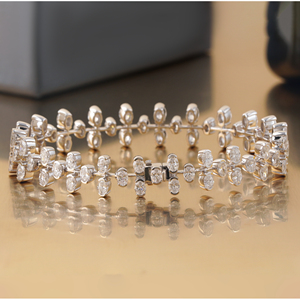14K White Gold Vine Cluster <b>Bracelet</b> with 7.55 CT Oval Lab Grown Diamond Prongs Certified IGI Available Yellow Rose 18K 14K Gold - Product Image 2