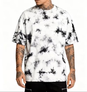 เสื้อยืดแขนสั้นทรงหลวมสไตล์คู่รัก ลายมัดย้อม น้ำหนัก 235 กรัม สไตล์อเมริกันวินเทจ เทรนด์ฤดูใบไม้ผลิ/ฤดูร้อน เสื้อยืดผู้ชาย - Product Image 1