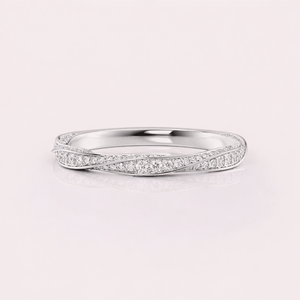 Bague de mariage incurvée en diamant rond cultivé en laboratoire certifié IGI, en argent sterling 925 massif plaqué rhodium pour femme - Product Image 2