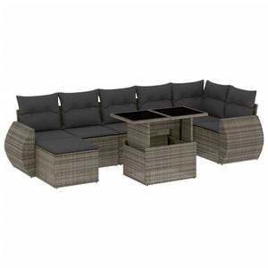 Grand ensemble de canapés de jardin modulaires en polyrotin gris, collection de meubles d'extérieur haut de gamme - Product Image 2