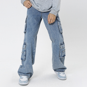 กางเกงยีนส์แฟชั่นใหม่สำหรับผู้ชาย คุณภาพสูง กระเป๋าแบบกำหนดเอง สไตล์สตรีทแวร์ ทรงหลวม ทันสมัย - Product Image 3