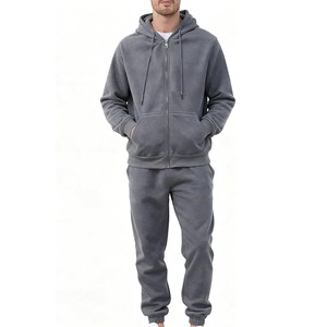 Ensemble de survêtement ODM pour homme, violet, à manches longues, avec fermeture éclair, à capuche, décontracté, couleur unie, pantalon de jogging, coupe classique, 100 % coton, pour l'automne - Product Image 6