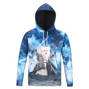 Sudadera con Capucha Extra Grande de Forro Polar para Hombre, Marca AFAN SMART SHOP, con Estampado Digital 3D de Gato, 100% Poliéster, de Secado Rápido, para Otoño - Product Image 1