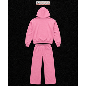 Conjunto Deportivo Rosa para Hombre: Sudadera con Cremallera Completa y Pantalones de Chándal de Pierna Recta, Ropa Deportiva Casual Lisa, Traje de Jogging, Venta al por Mayor, Ropa Deportiva Personalizada - Product Image 6