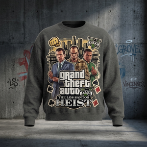 Sweat-shirt à col rond pour homme Grand Theft Auto V The Los Santos Heist, coupe classique, imprimé, en coton, décontracté, automne - Product Image 6