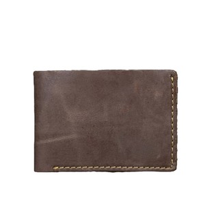 Retro <b>Brown</b> Cowhide Leather Men Bifold <b>Wallet</b> Snap Button Coin Purse Yellow Stitching Multi Card Slots Classic Cash Billfold - Product Image 1