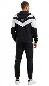 ONETEN APPARELS Conjunto Deportivo con Capucha para Hombre, Color Negro y Blanco, Bloques de Color Sólido, 2 en 1, Pantalones Deportivos Largos 100% Algodón con Cintura Elástica - Product Image 2