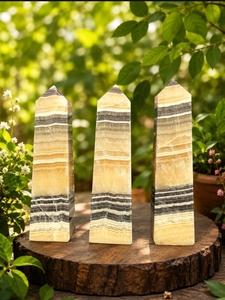 Grande tour de calcite zébrée de 11 pouces, obélisque en cristal poli, lot de 3 pointes de calcite naturelle, décoration intérieure, cristal de guérison Reiki - Product Image 4