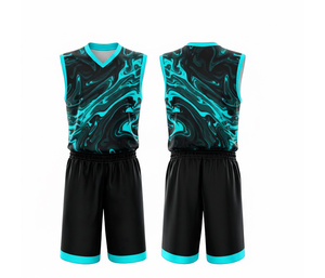 Ensemble d'uniformes de basketball personnalisés imprimés par sublimation intégrale, vêtements d'équipe en jersey et short en polyester respirant et à séchage rapide pour hommes et femmes - Product Image 4