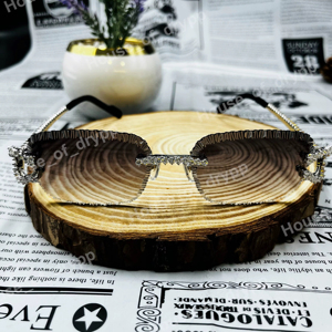 Gafas de Sol Fotocromáticas con Lentes Degradados Negros y Diamantes, Ligeras, Unisex, Estilo Hip Hop, Sin Montura, Cuadradas, de Diseño - Product Image 1