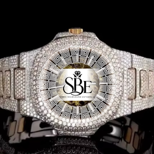 Reloj de lujo personalizado con diamantes incrustados para hombre, completamente automático, de acero inoxidable, con números arábigos, reloj de pulsera con diamantes de moissanita. - Product Image 4