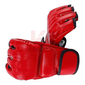 Leather MMA <b>Gloves</b> Open Finger Training <b>Gloves</b> with Velcro Adjustable Wrist for Men Women and Adults - Product Image 4