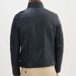 Premium Genuine Leather Windproof <b>Waterproof</b> <b>Jackets</b> In <b>Cheap</b> Price Stand Collar Zipper Closure Solid Color <b>Men</b> Leather <b>Jackets</b> - Product Image 2