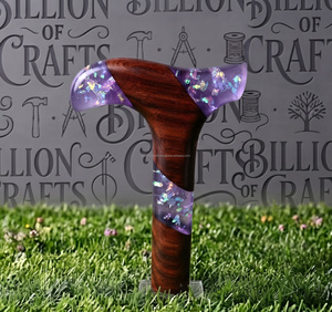 Wholesale Epoxy <b>Resin</b> Walking Cane Premium Wooden Stick Custom <b>Sculpted</b> Handle Handmade - Product Image 6