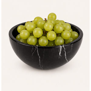 Bol décoratif en marbre noir au design attrayant, élégant bol en pierre naturelle pour servir des fruits et des salades, pour le comptoir de cuisine, décoration de la maison - Product Image 6