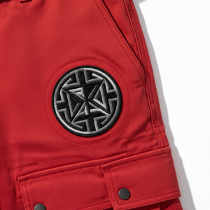Premium <b>Red</b> Utility Cargo Shorts with <b>Hot</b> Logo Canvas Fabric Quick Dry & Drawstring Closure - Product Image 2