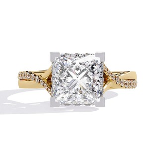 Anillo de Diamante Cultivado en Laboratorio de Oro de 18K, Corte Princesa, Joyería de Compromiso, Boda, Novia, Certificado IGI - Product Image 1