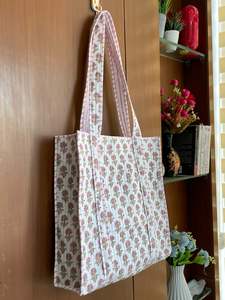 Bolso Tote de Algodón Acolchado a Rayas con Asa Larga, Hecho a Mano en India, para Mujer, con Correa de Hombro Desmontable, para Viaje - Product Image 3