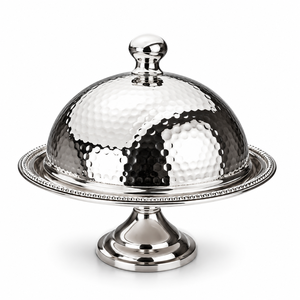 Plateau à chocolat de haute qualité avec bordure perlée argentée et dôme en verre pour hôtels, mariages et événements – Tailles et couleurs personnalisées disponibles - Product Image 3