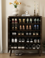 Meuble de rangement à chaussures en bois pour entrée, 5 niveaux, avec miroir