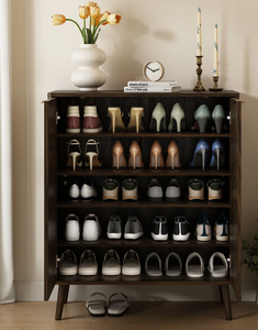 ตู้เก็บรองเท้าไม้สำหรับทางเข้าบ้าน 5 ชั้น พร้อมกระจก - Product Image 6