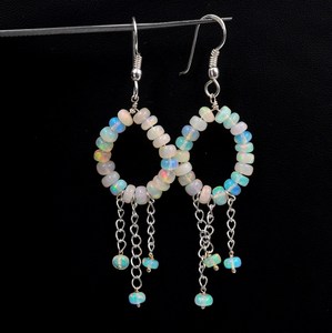 Natural Ethiopian <b>Opal</b> Beads Luxury Silver <b>Earrings</b> with Bezel Setting 20 Gram Gift for Women - Product Image 3