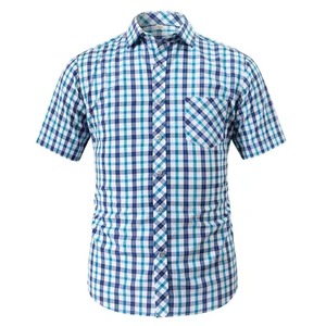 เสื้อเชิ้ตแขนสั้นผู้ชายลายสก็อต ปกคอพับได้ ผ้ากันยับ ระบายอากาศดี ย้อมเส้นด้าย สไตล์ลำลอง น้ำหนักเบา สำหรับฤดูร้อน - Product Image 2