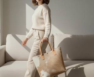 Sac fourre-tout en cuir véritable fait main pour femme, sac à main de luxe en fourrure de vachette, broderie haut de gamme, fermeture éclair, été automne LHTB-0077 - Product Image 4