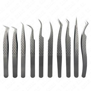 Custom Logo Stainless Steel Eyelash Tweezers Diamond Grip Volume <b>Tools</b> with Precision Fiber Tips for Extensions - Product Image 2