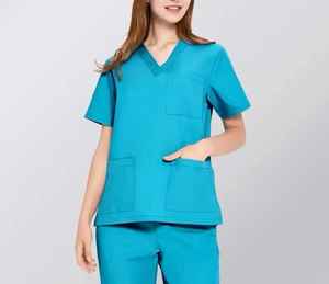 Ensembles d'uniformes médicaux personnalisés en satin de coton à manches courtes pour infirmières, tenues d'hôpital et de soins médicaux - Product Image 6
