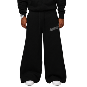 กางเกงขายาวผ้าฟลีซทรงหลวมสำหรับผู้ชาย เอวผูกเชือก ปลายขาเปิด สไตล์สตรีทแวร์ รับผลิตเสื้อผ้า OEM โรงงานขายส่ง - Product Image 3