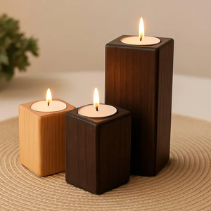 Juego de Portavelas Artesanales, Soporte de Madera para Velas de Té, Regalo de Aniversario por B H Brothers - Product Image 1