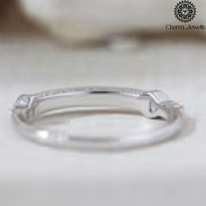 Charm_Jewells Princess Cut Moissanite Eternity <b>Band</b> <b>Ring</b> Channel Setting 925 <b>Silver</b> Rhodium Plated Women's Classic Wedding <b>Ring</b> - Product Image 2