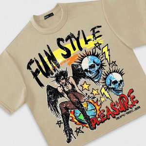 เสื้อยืดโอเวอร์ไซส์ลายหัวกะโหลกและปีศาจ สไตล์สนุกสนาน แขนสั้น คอกลม สำหรับผู้ชาย สไตล์พังก์ สตรีทแวร์ - Product Image 3