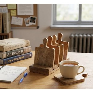 Posavasos Geométricos de Madera de Mango |   Posavasos de Diseño Minimalista Ecológicos - Venta al por Mayor - Product Image 3