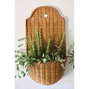 Cesta Colgante de Pared de Ratán Natural, Organizador de Almacenamiento Tejido con Asa de Transporte para Cocina, Baño, Dormitorio, Jardín, Soporte para Plantas - Product Image 6