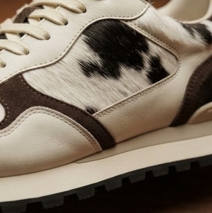 Genuine <b>Leather</b> Cow Print Round Toe Lace-Up Breathable Men's Sporty <b>Sneakers</b> All Seasons Rubber Outsole EVA Midsole - Product Image 5