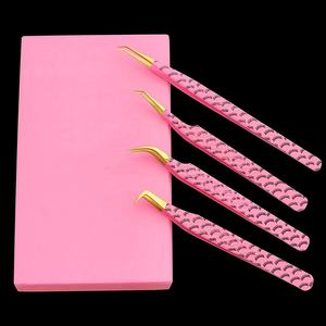 Pinzas de pestañas rosas con logotipo Punta de fibra Nuevo estilo de moda Pinzas de pestañas de agarre de diamante Pinzas de pestañas de microfibra personalizadas - Product Image 2