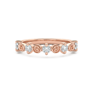 แหวนทอง14K ที่ทำด้วยมือแหวนครบรอบซ้อนกันได้แบบเรียบง่ายทำจากเพชรที่สร้างขึ้นในห้องปฏิบัติการทรงกลม - Product Image 2