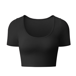 T-shirts courts pour femmes de qualité supérieure, noirs, 100% coton, coupe ajustée, manches courtes, t-shirt court d'été - Product Image 6