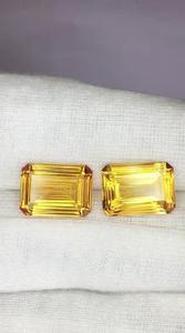 Citrine naturelle de qualité supérieure, taille émeraude, jaune, paire, clair, 14,47 carats, qualité supérieure, excellente brillance, IGI - Product Image 4
