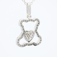 Collier Pendentif Ours Mignon en Argent Sterling 925 Plaqué Rhodium avec Zircon, Chaîne Rolo Européenne – Vente en Gros Populaire de Bijoux Fins