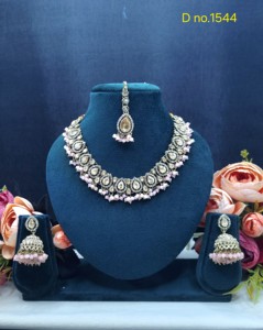 Exquisite Pear Cut Stone Studded Necklace <b>Set</b> Traditional Wear Jewelry <b>Sets</b> Antique Gold Plated Fashion <b>Jewellery</b> <b>Set</b> For Womens - Product Image 4