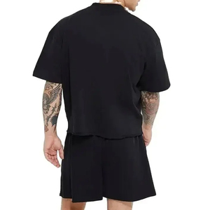 Camiseta de punto otomana oversize con hombros caídos, cuello redondo, tela texturizada, ajuste relajado, logotipo personalizado, manga corta para uso casual - Product Image 3